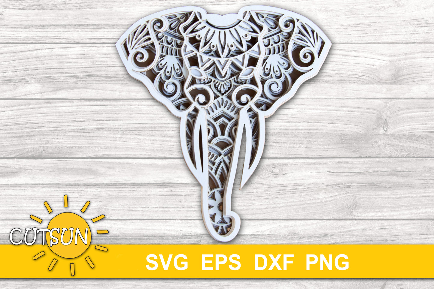 3D layered elephant head