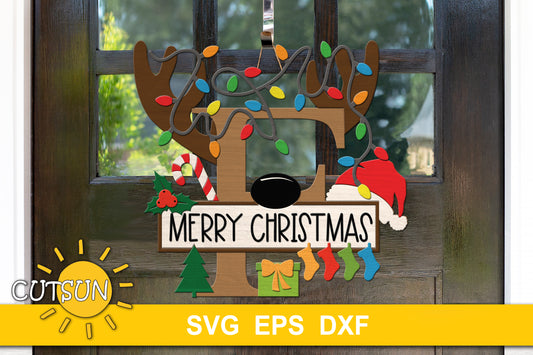 Letter F Christmas monogram door hanger SVG