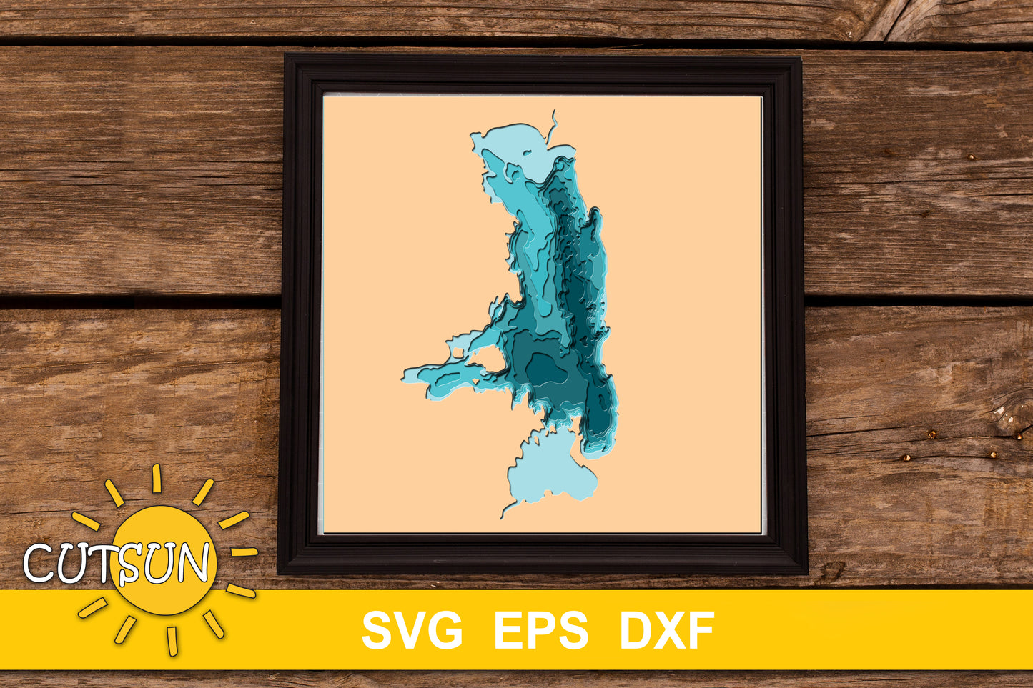 3D Layered Flathead Lake Depth Map SVG
