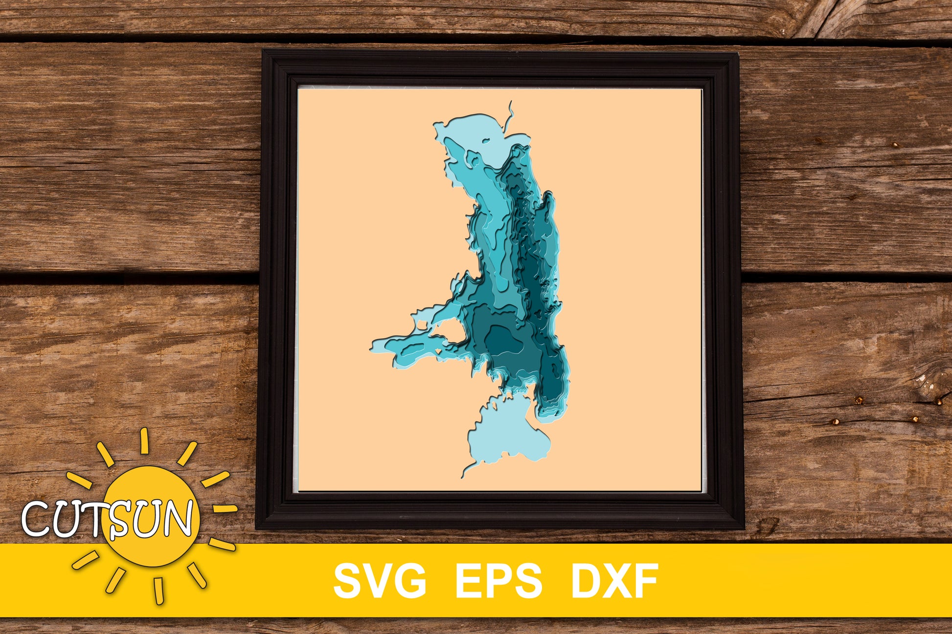 3D Layered Flathead Lake Depth Map SVG