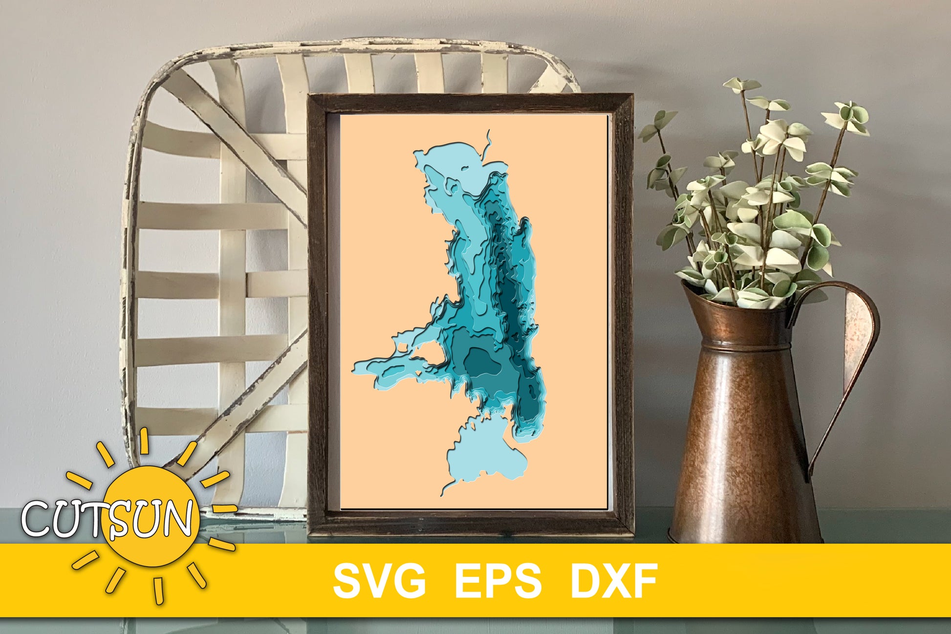3D Layered Flathead Lake Depth Map SVG