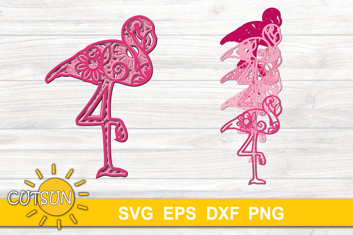 3D layered Flamingo SVG
