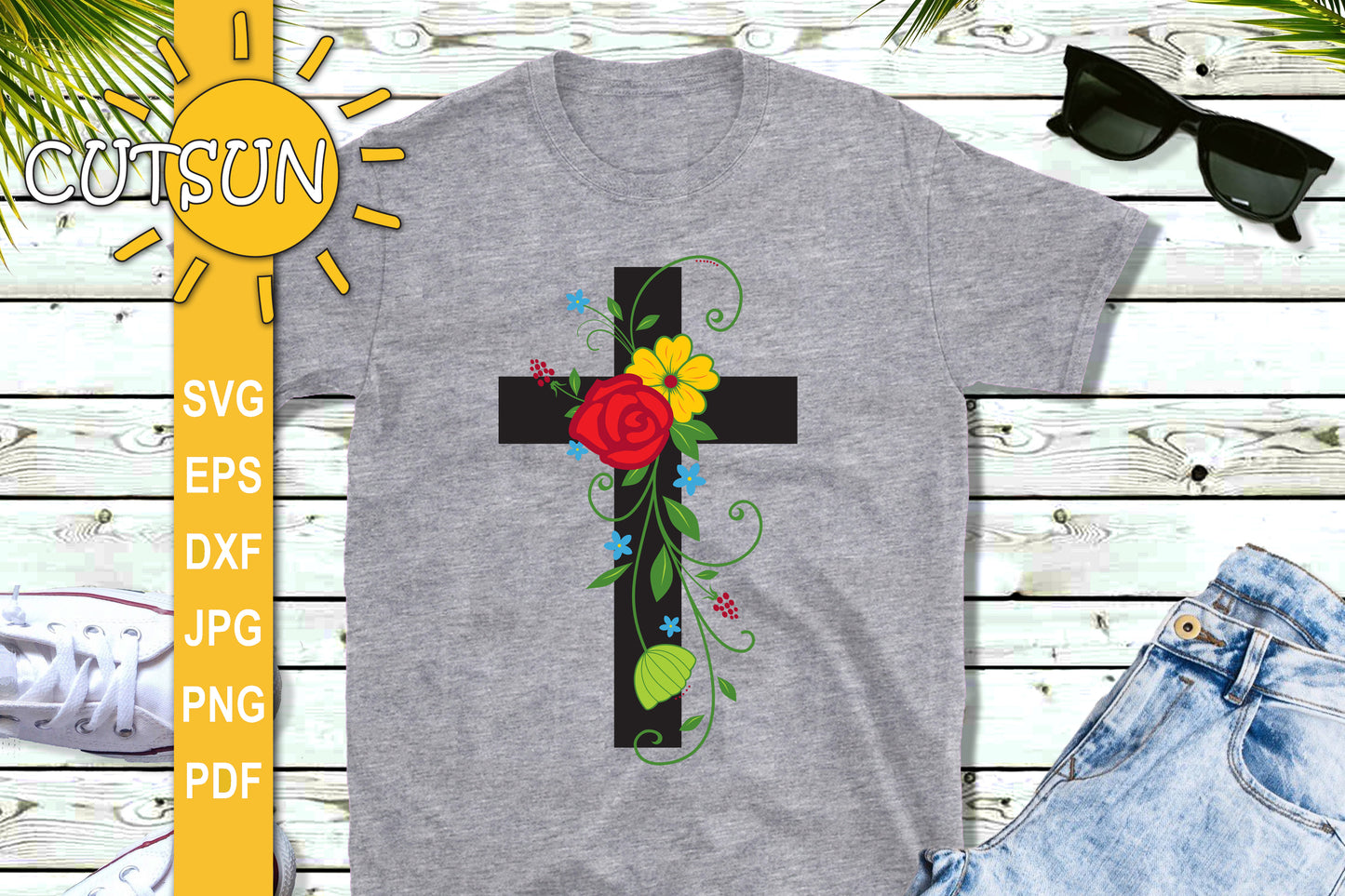 Cross SVG cut file for crafters | Floral cross SVG cut file