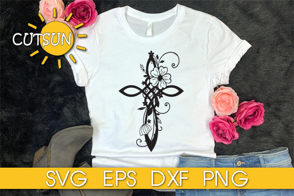 Floral Cross SVG