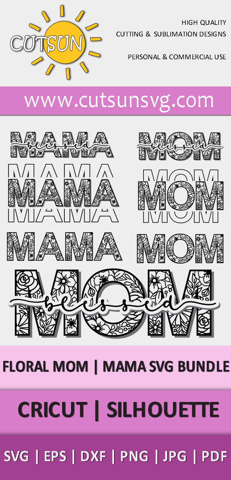 Mothers day SVG | Floral Mom cut file | Floral mama cut file