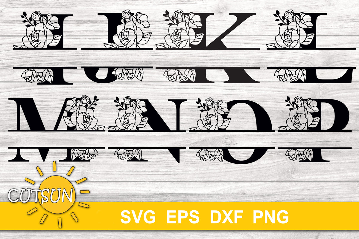 Floral Monogram SVG , Split Monogram SVG- Store Free SVG Download