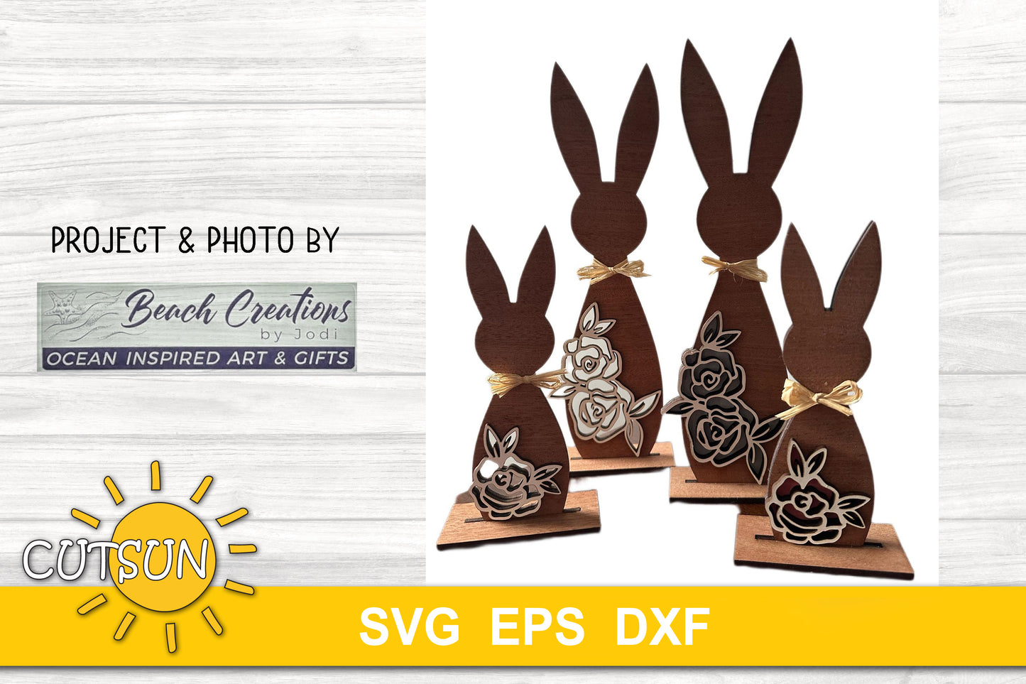 Easter bunny shelf sitters SVG | Floral bunnies shelf sitters SVG