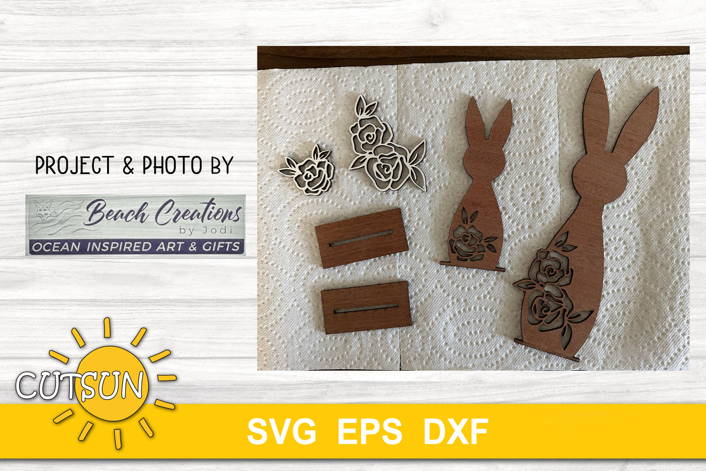 Easter bunny shelf sitters SVG | Floral bunnies shelf sitters SVG