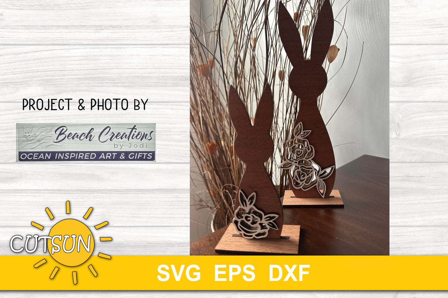 Easter bunny shelf sitters SVG | Floral bunnies shelf sitters SVG
