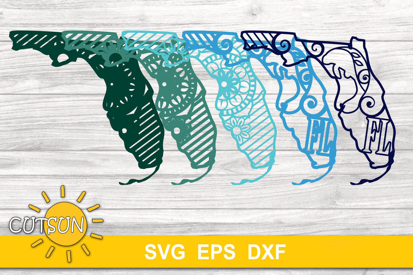 3D Layered Florida State Mandala SVG - 5 layers