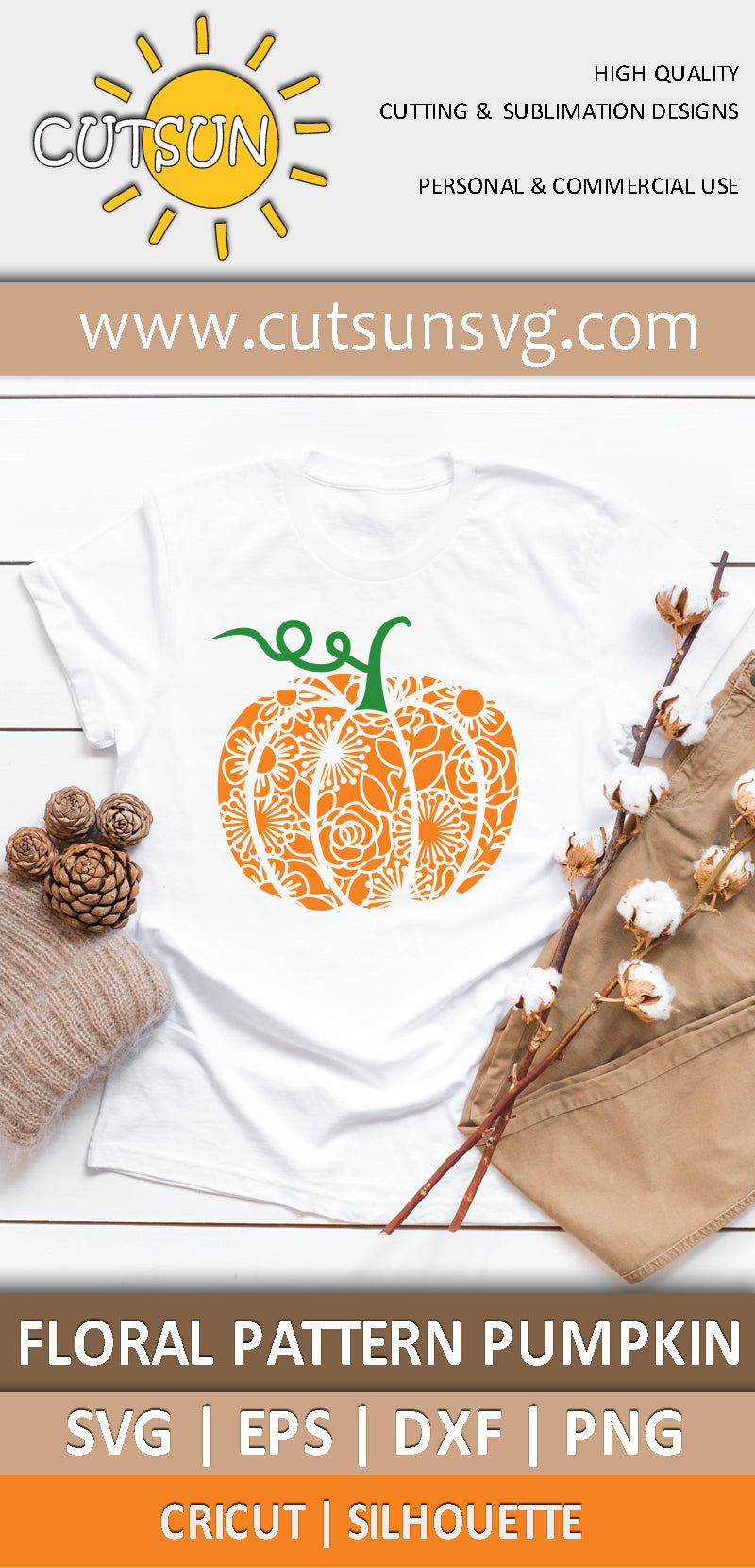 Floral pattern Pumpkin SVG