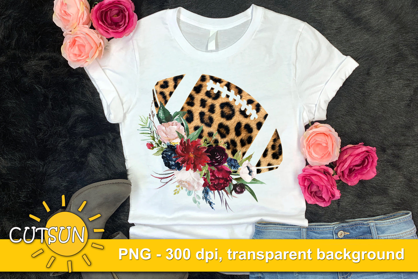 Floral Football Leopard texture sublimation design