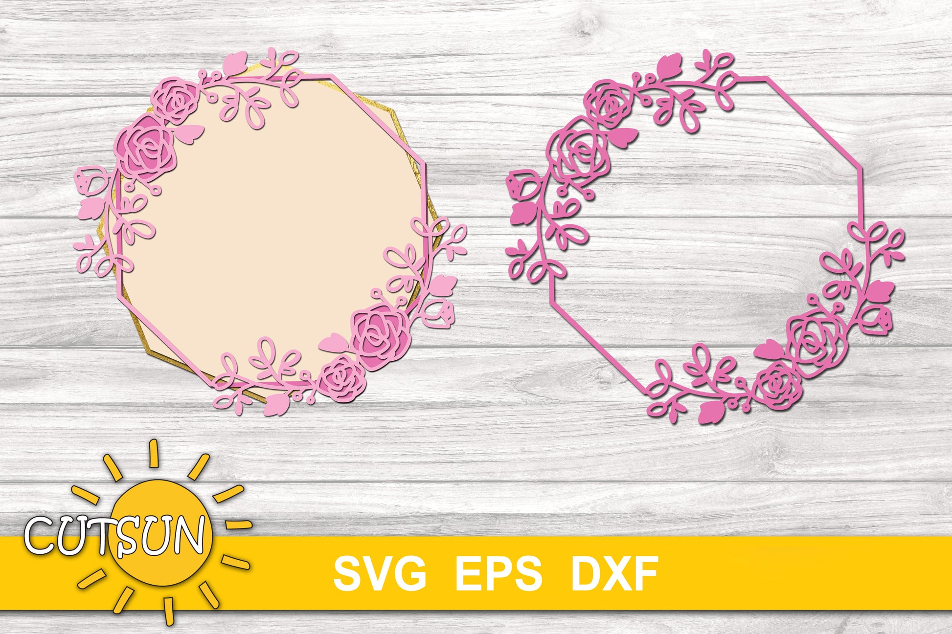 3D Layered Floral frame SVG