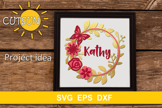 3D Layered Floral frame SVG