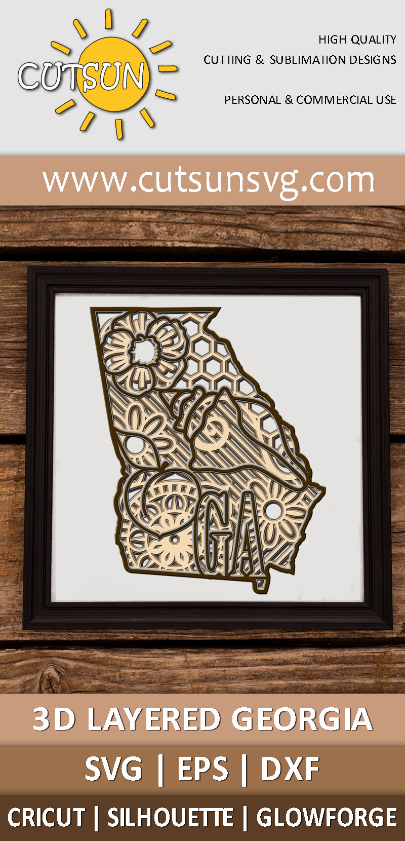 3D Layered Georgia Mandala SVG