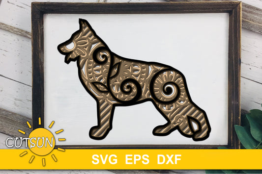3D Layered German Shepherd SVG