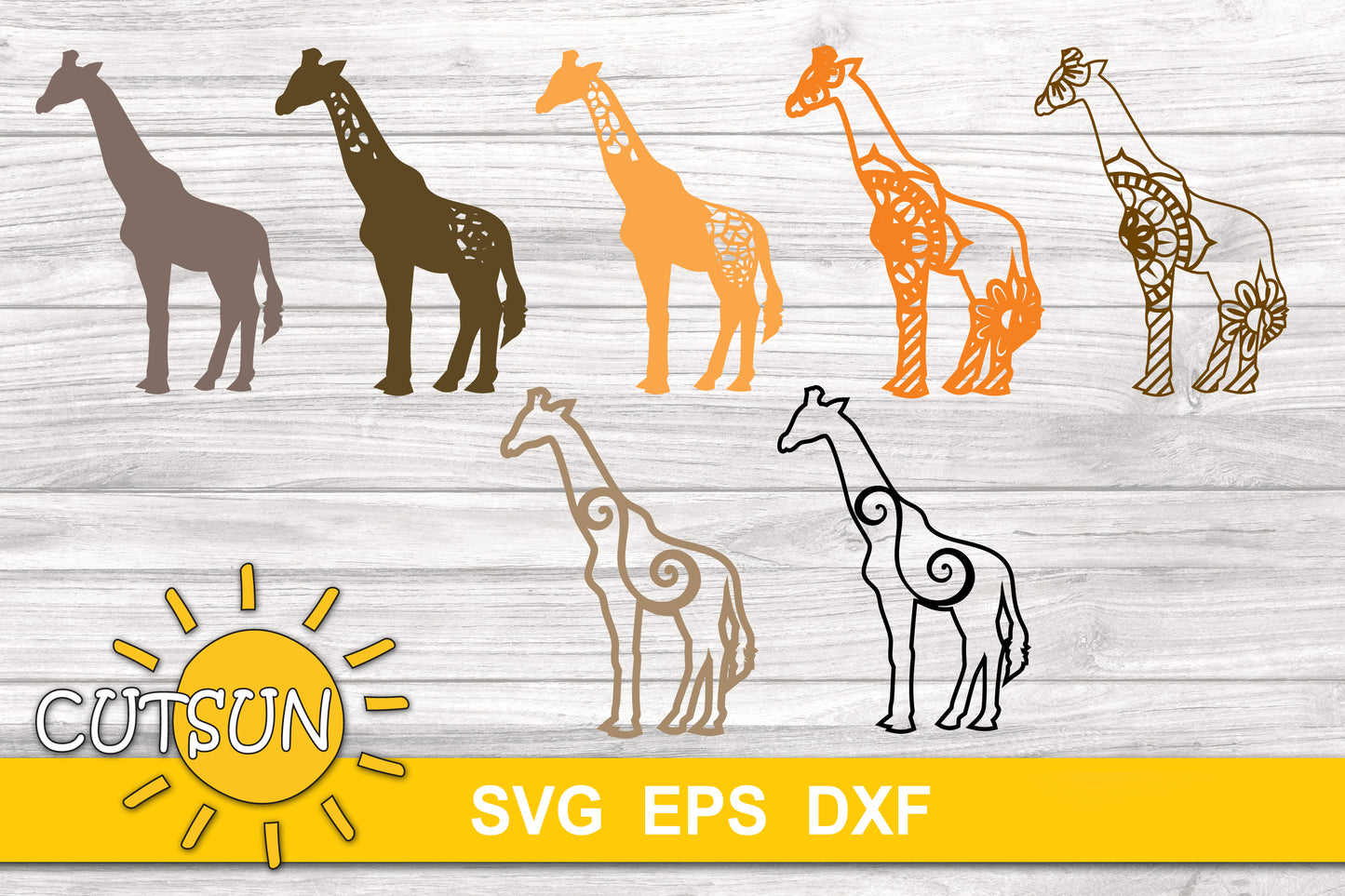 3D Layered Giraffe SVG