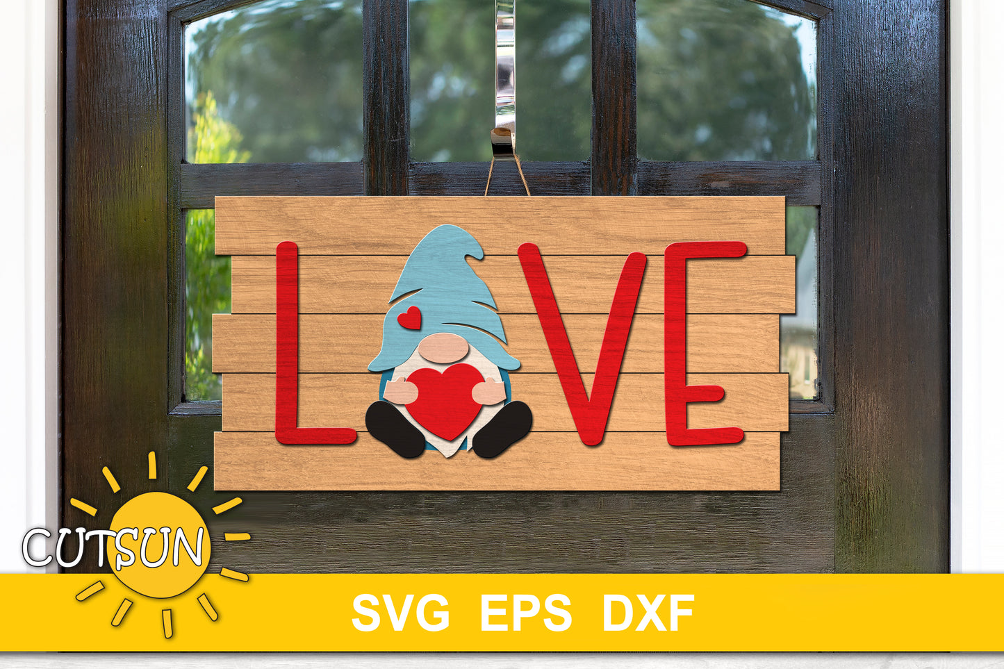 Love Gnome Shiplap Heart Sign SVG | Valentine's day Gnome SVG | Valentines Door Hanger svg