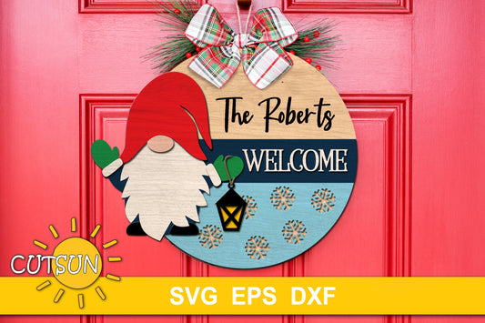 Gnome winter round sign SVG