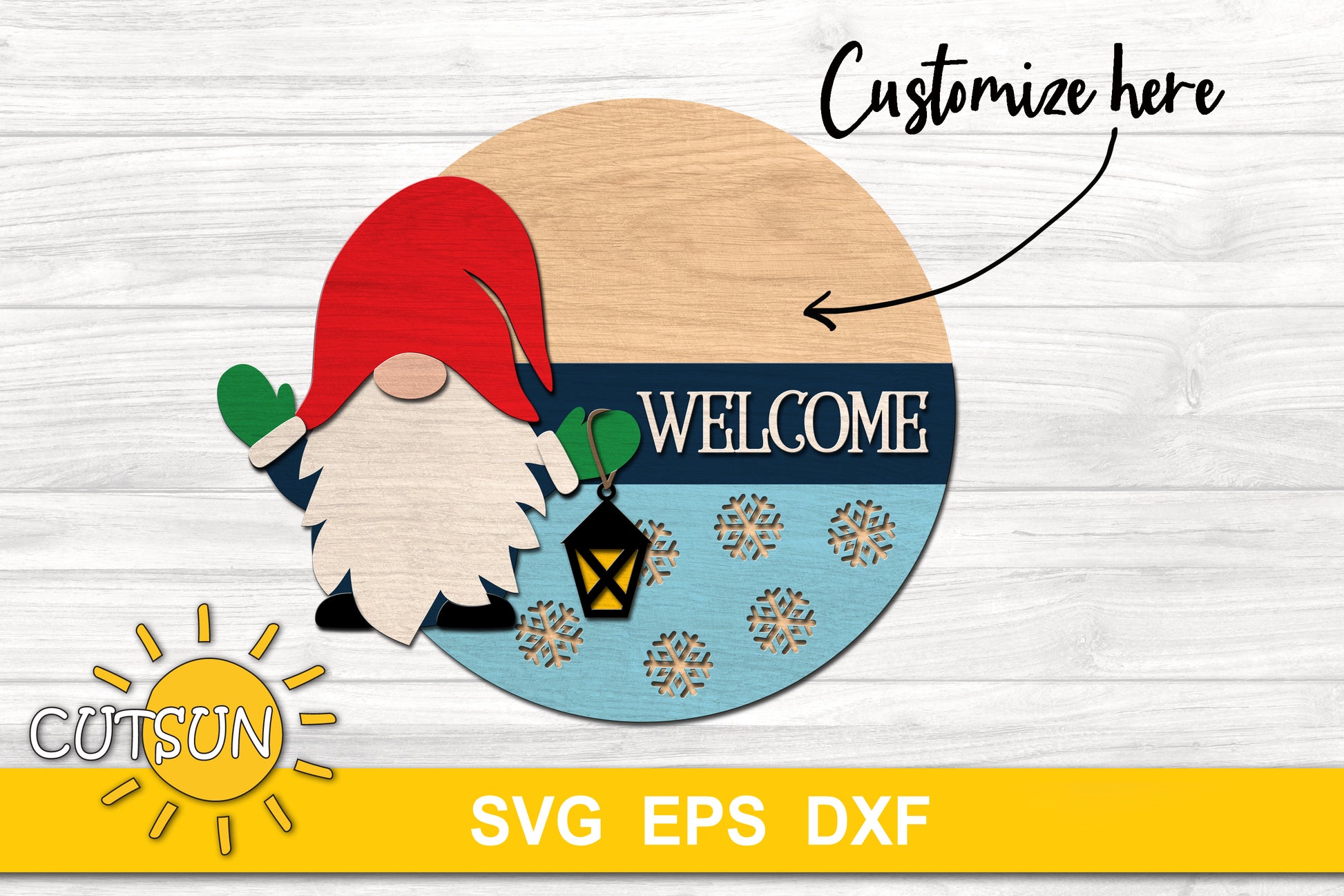 Gnome winter round sign SVG