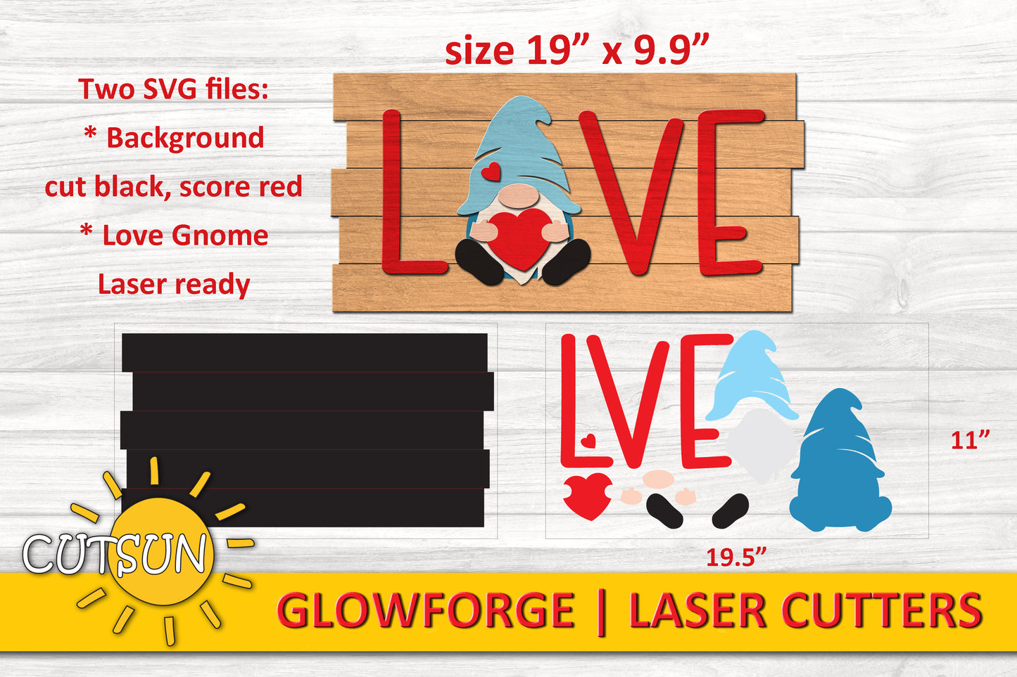 Love Gnome Shiplap Heart Sign SVG | Valentine's day Gnome SVG | Valentines Door Hanger svg