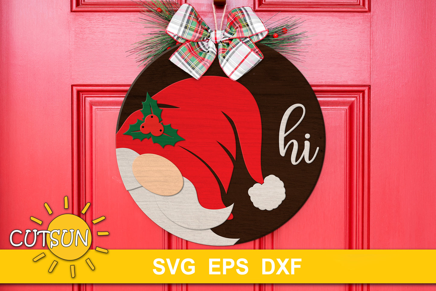 Christmas Gnome Door hanger SVG | Gnome hi door sign SVG | Christmas door hanger SVG