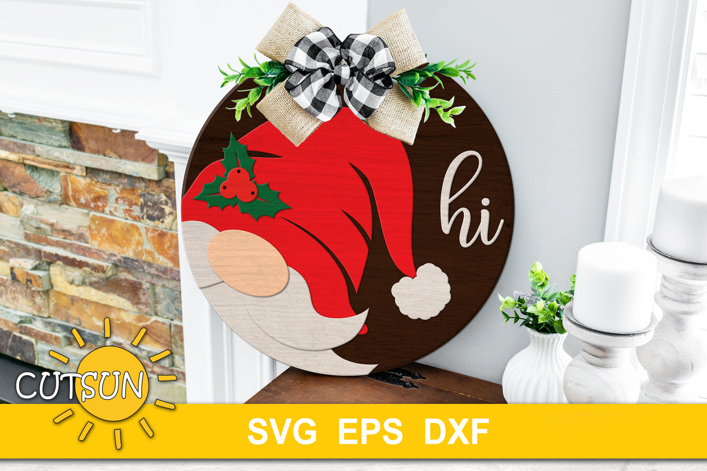 Christmas Gnome Door hanger SVG | Gnome hi door sign SVG | Christmas door hanger SVG