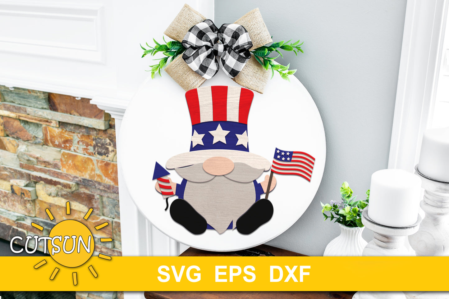 Patriotic Gnome Door Hanger SVG