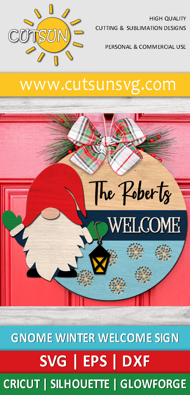 Gnome winter round sign SVG
