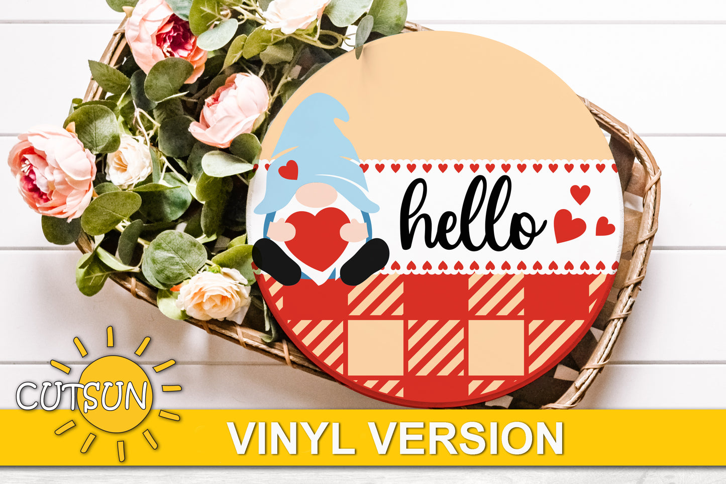 Love Gnome door hanger - Vinyl version