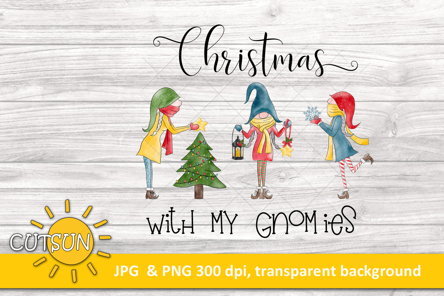 Christmas With My Gnomies Sublimation Design download