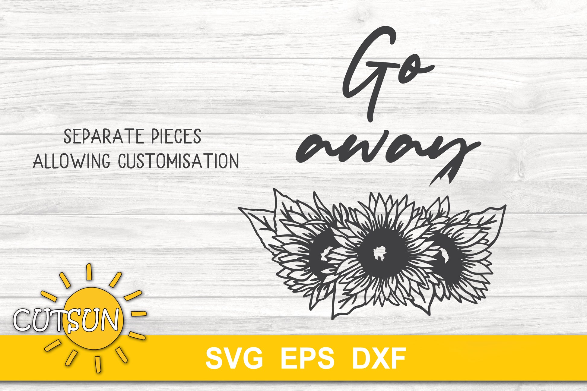 Go away sunflowers bouquet door hanger SVG