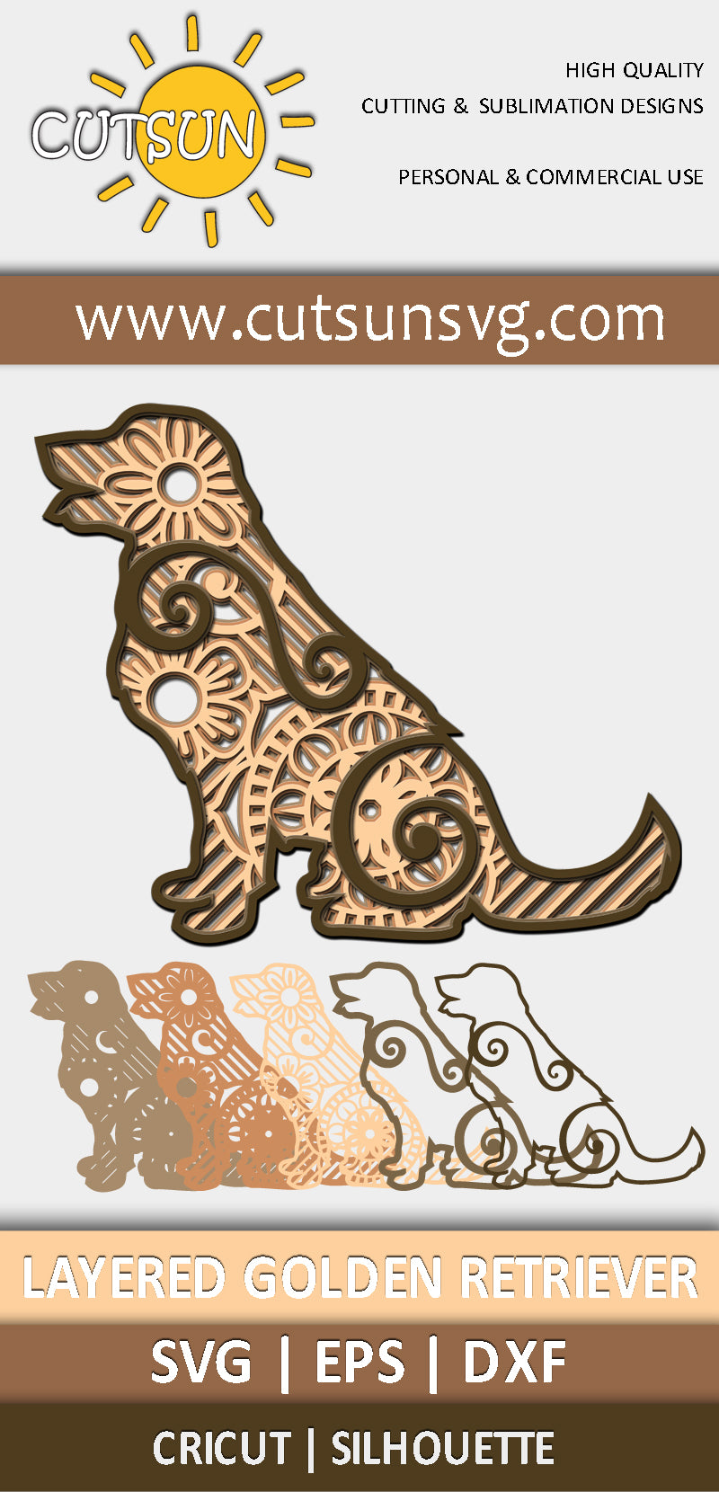 3D Layered Golder Retriever SVG