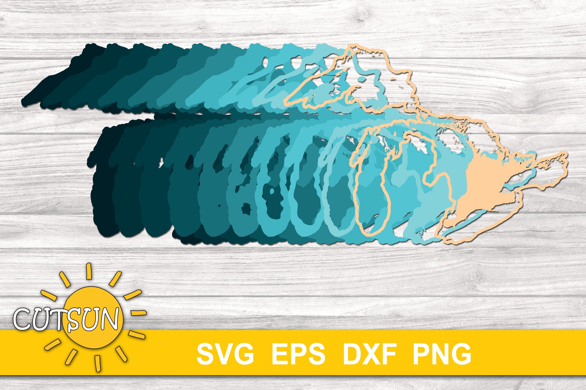 3D Layered Map Great Lakes SVG