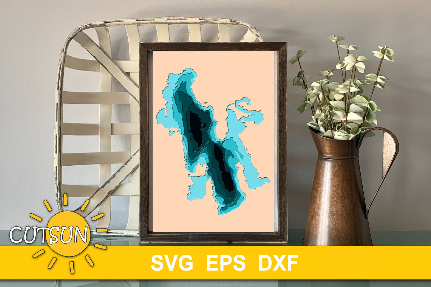3D Layered Great Salt Lake Depth Map SVG