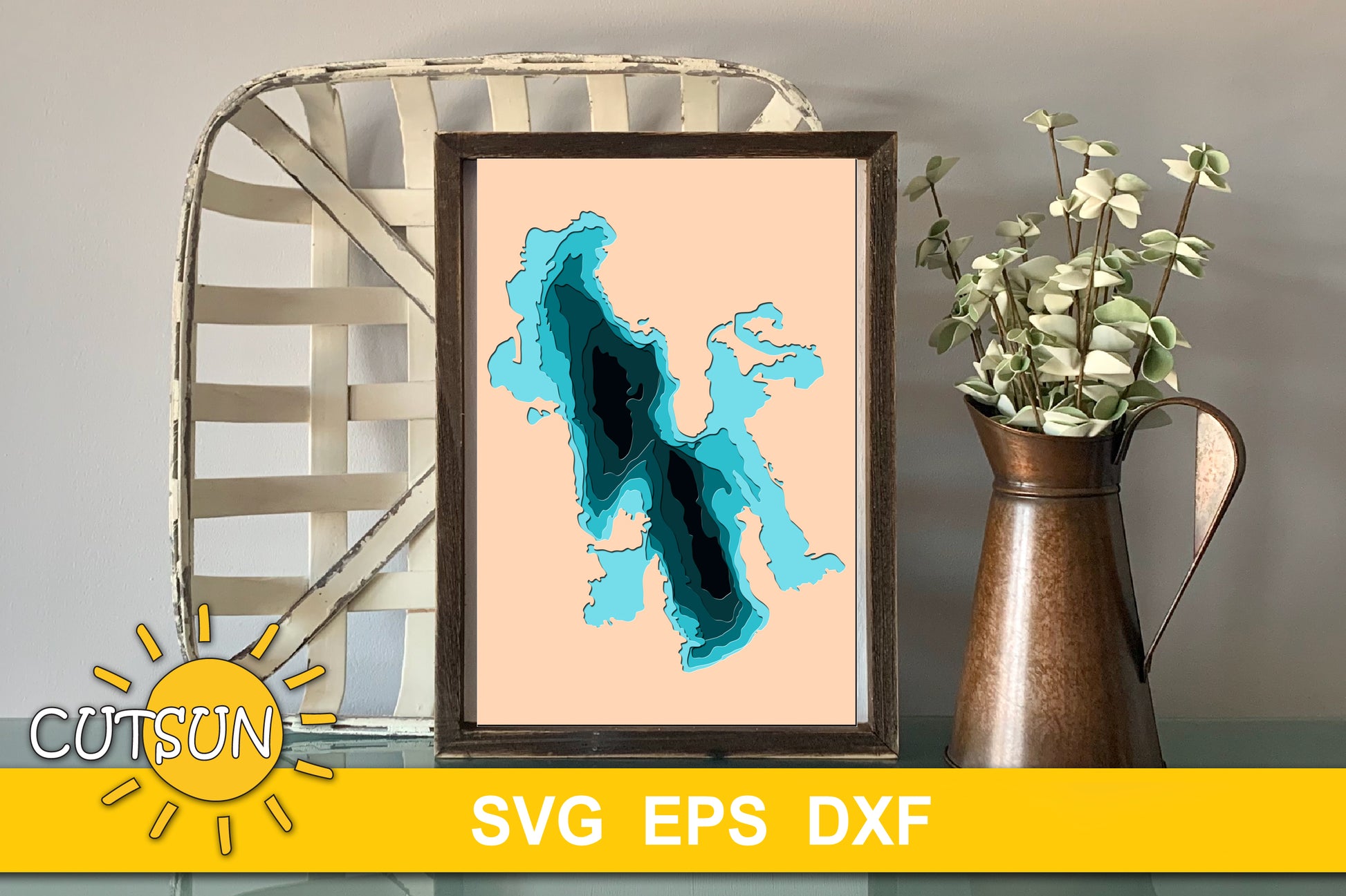 3D Layered Great Salt Lake Depth Map SVG