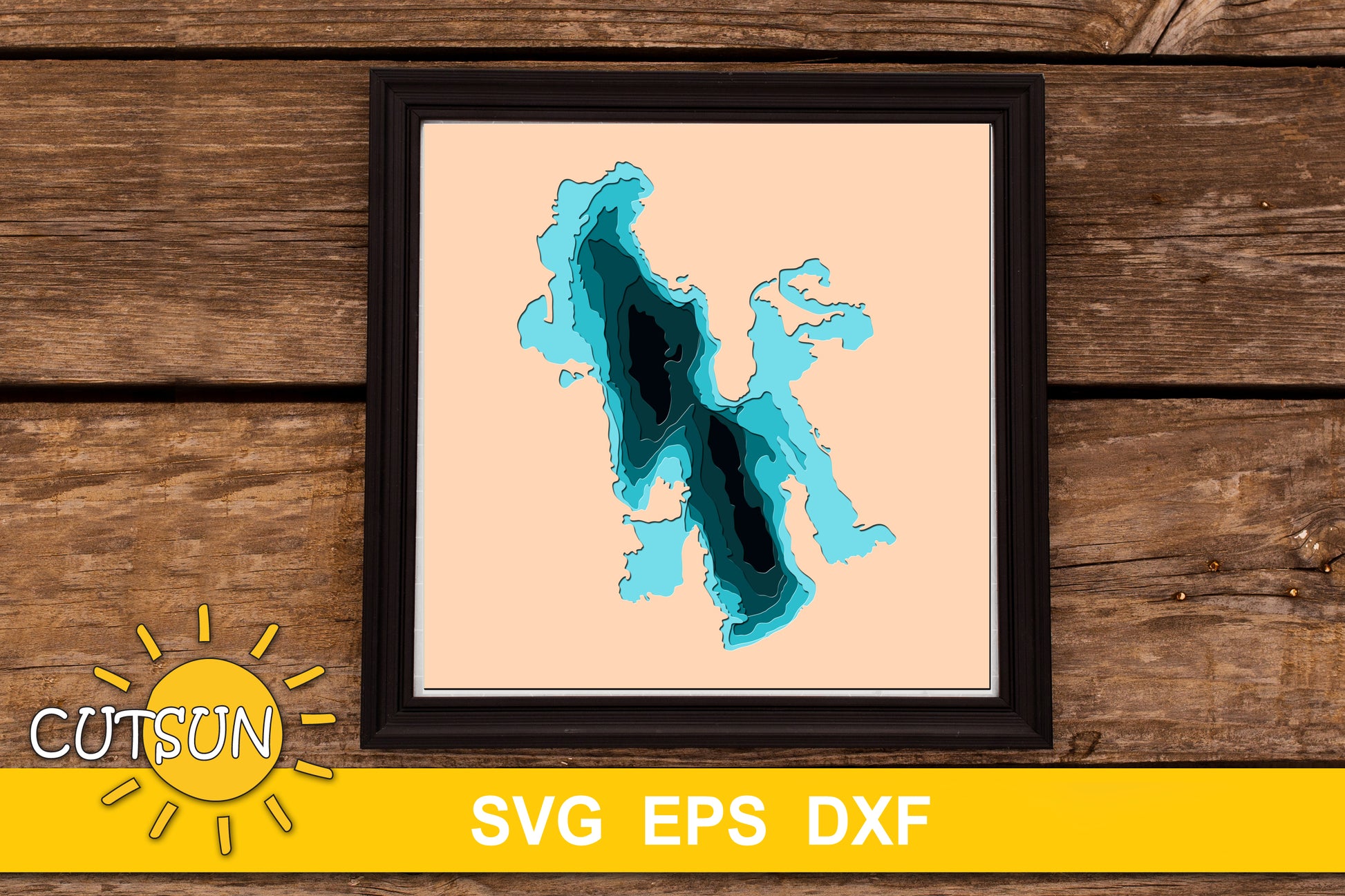 3D Layered Great Salt Lake Depth Map SVG