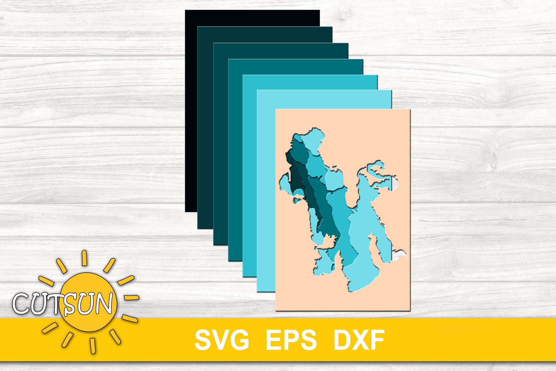 3D Layered Great Salt Lake Depth Map SVG