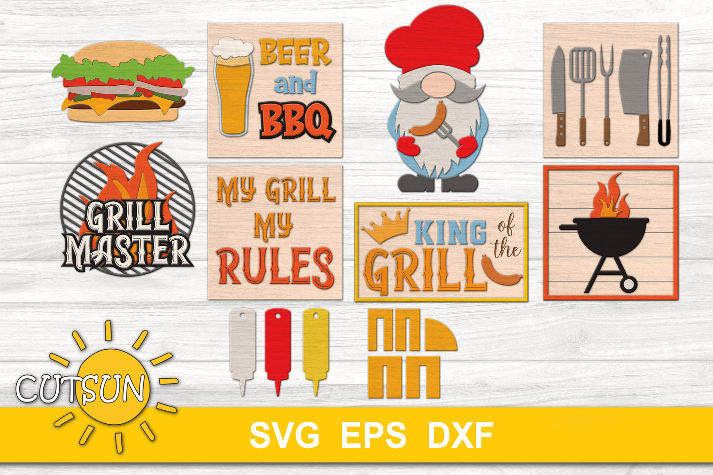 Grill master tiered tray decor| Father's day tiered tray decor | Glowforge SVG | Laser cut file