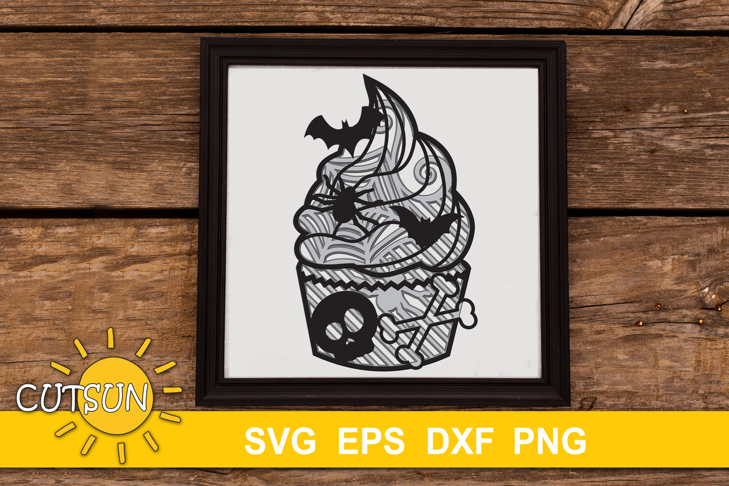 3D Layered Halloween Cupcake SVG