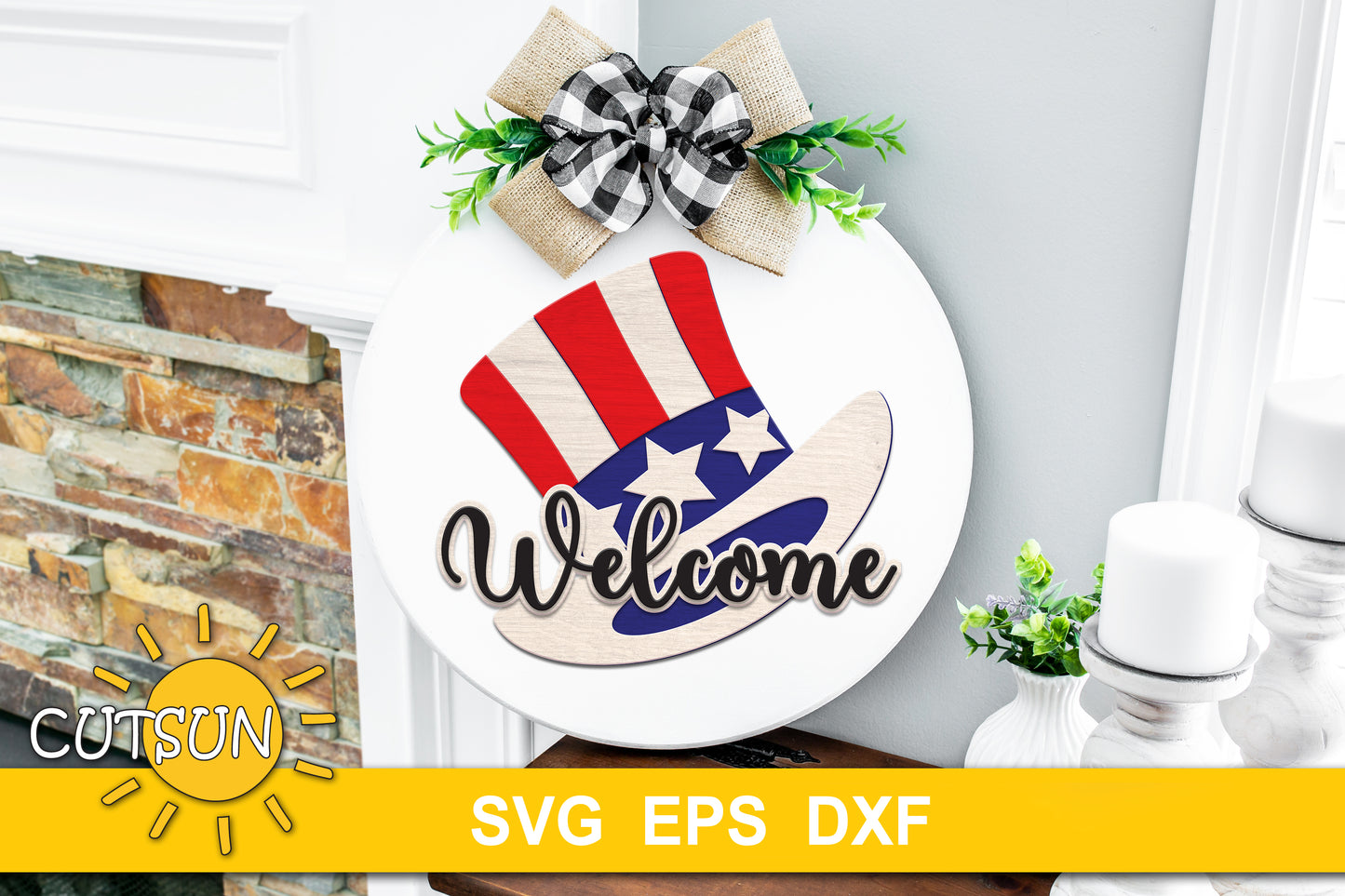 Patriotic Hat door hanger SVG | Patriotic Door hanger SVG