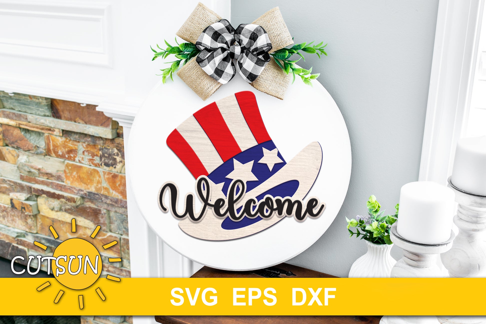 Patriotic Hat door hanger SVG | Patriotic Door hanger SVG