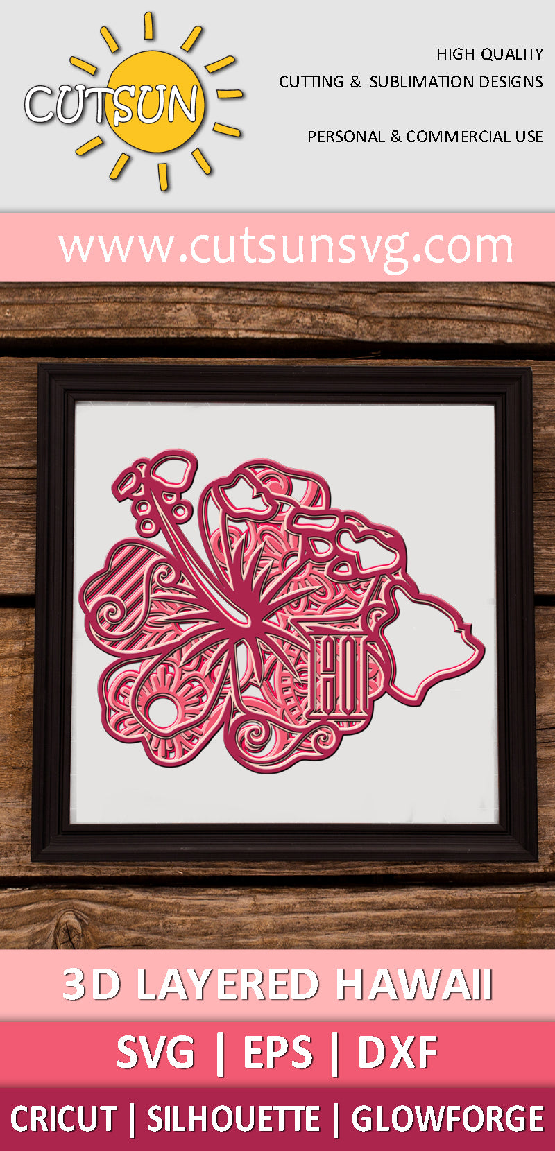 3D Layered Hawaii SVG