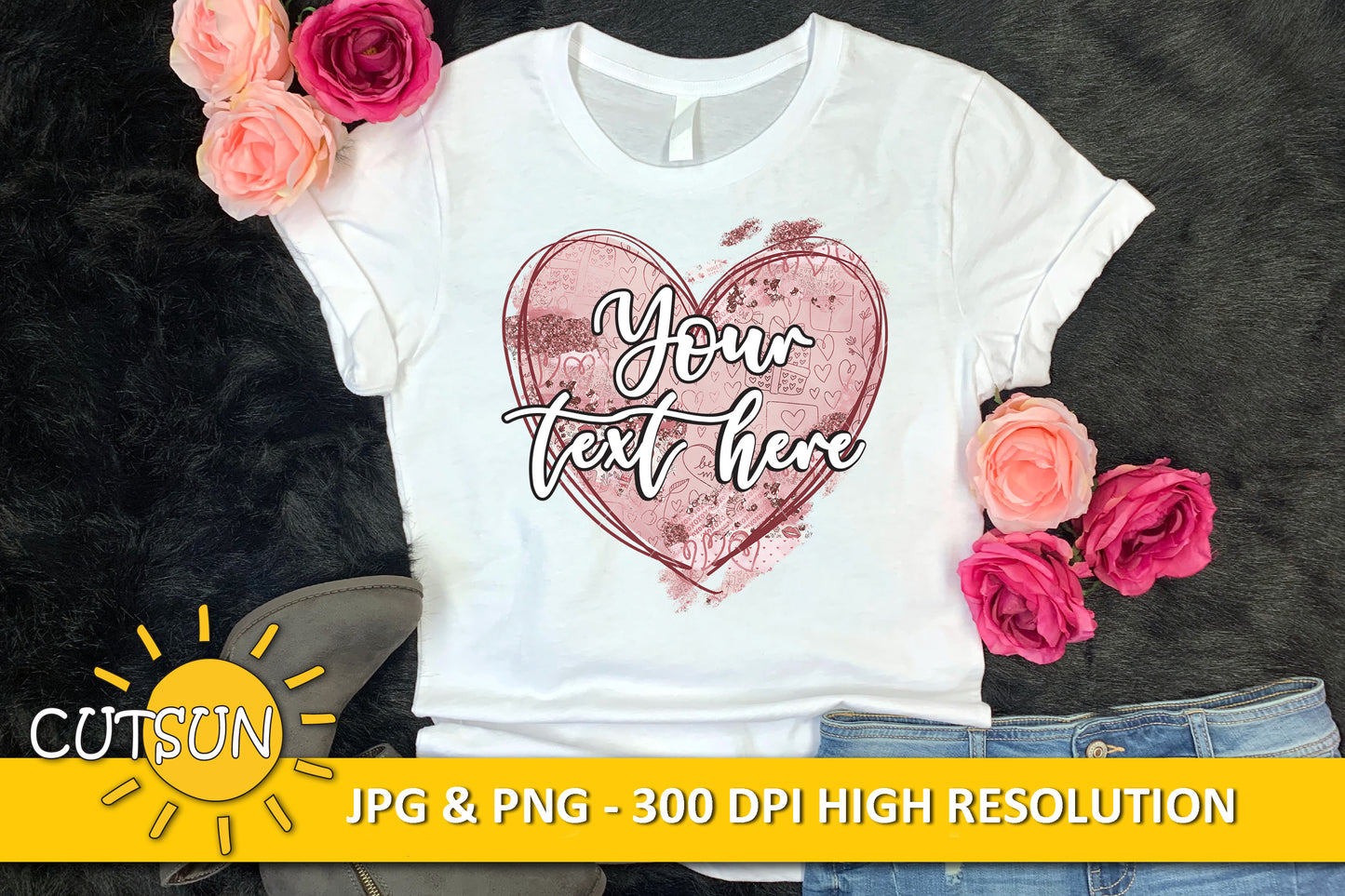 Grunge hearts sublimation bundle