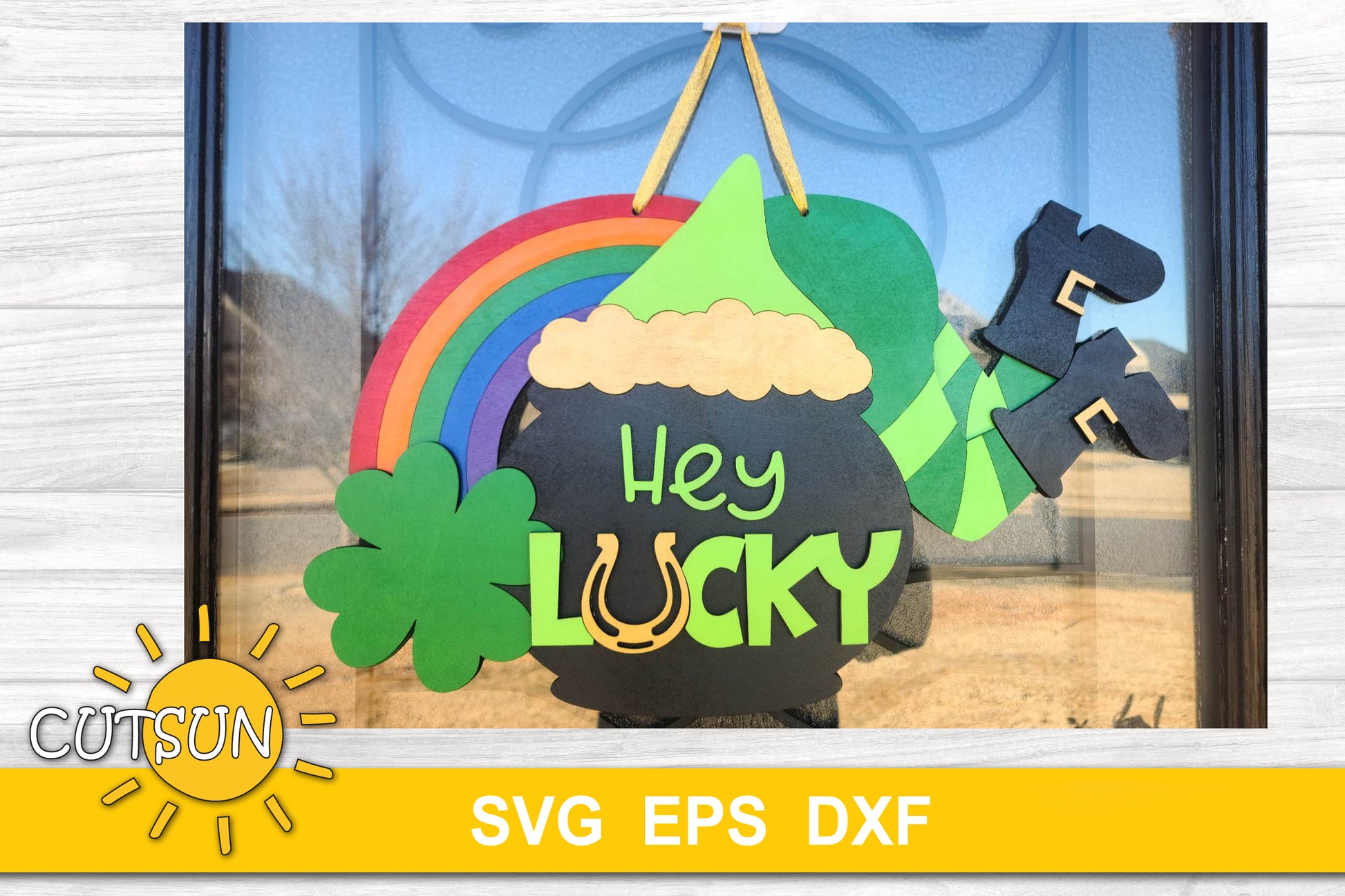 Hey Lucky door hanger svg