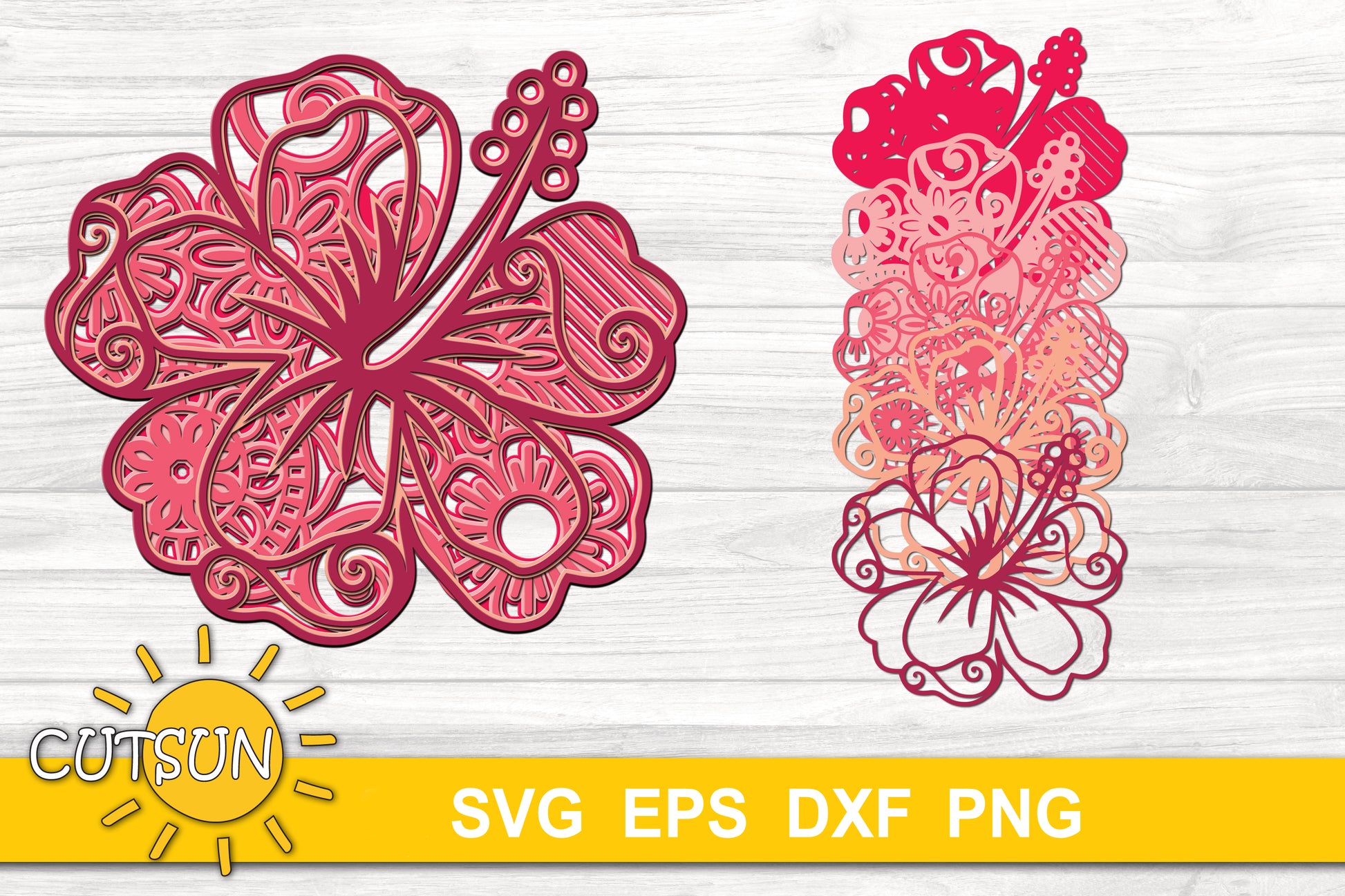 3D Layered Hibiscus flower SVG