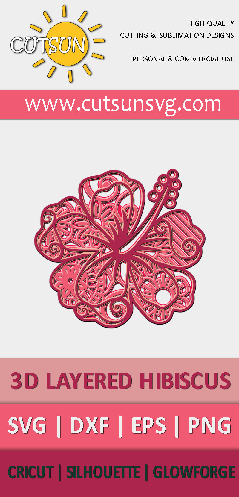 3D Layered Hibiscus flower SVG