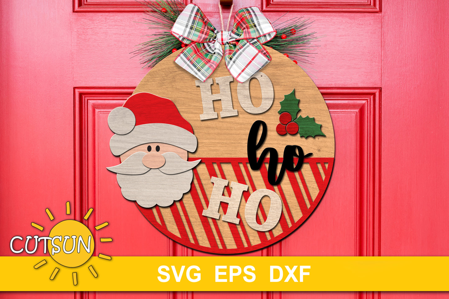Ho Ho Ho Santa Christmas door hanger SVG