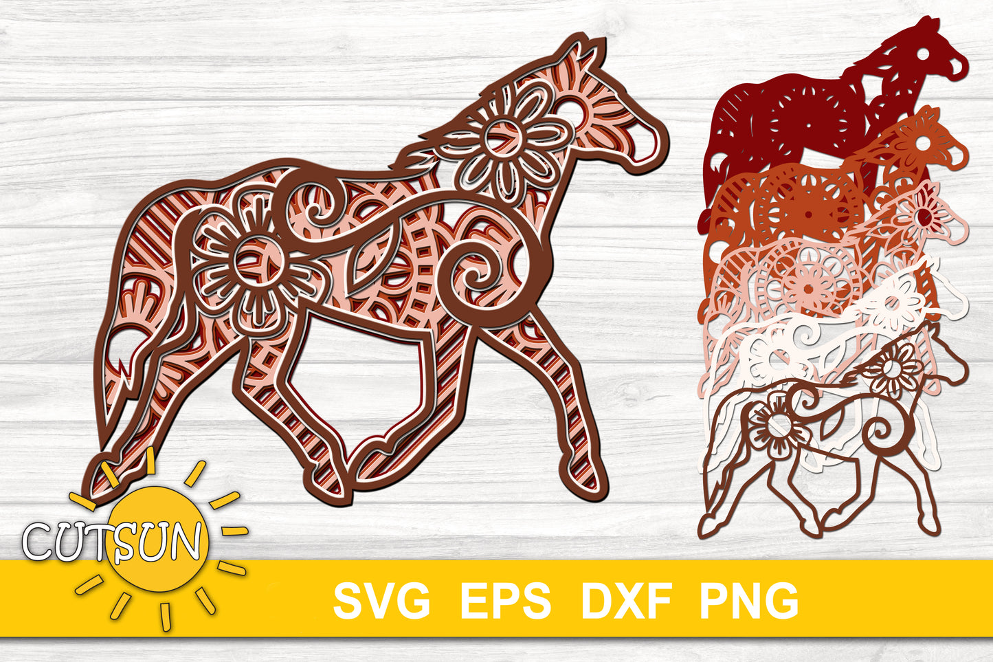 3D Layered Horse SVG