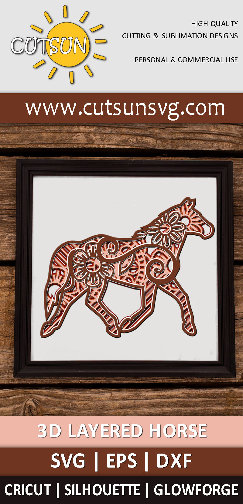 3D Layered Horse SVG